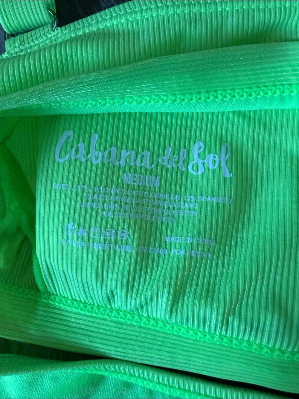 Cabana Del Sol Neon Ribbed Bikini Set - Picture 4 of 6